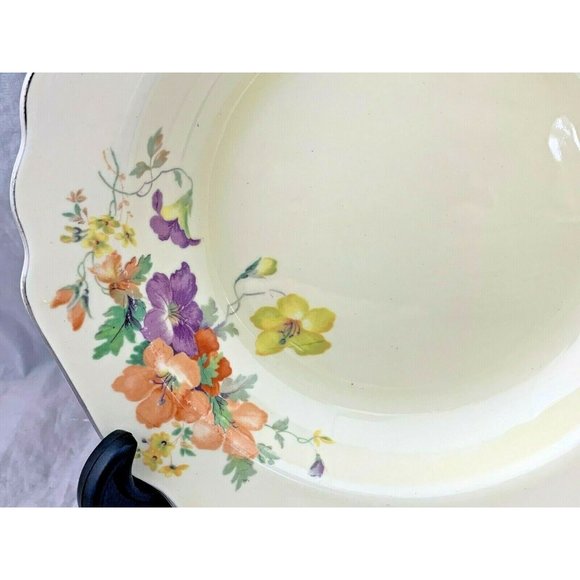 Vintage W.S. George Lido Canarytone - Pair of Rimmed Soup Bowls - 8" - Floral - Picture 5 of 8